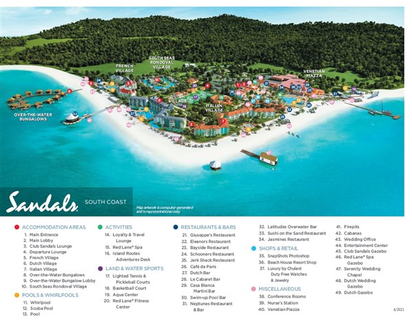 Sandals South Coast mapa areálu | Sandals South Coast