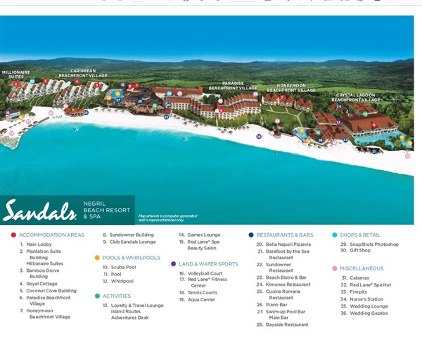 Sandals Negril mapa areálu | Sandals Negril