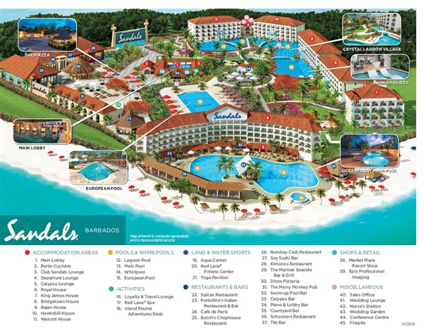 Sandals Barbados mapka | Sandals Barbados
