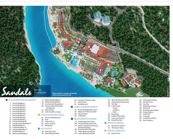 Sandals Royal Curacao mapa areálu | Sandals Royal Curacao
